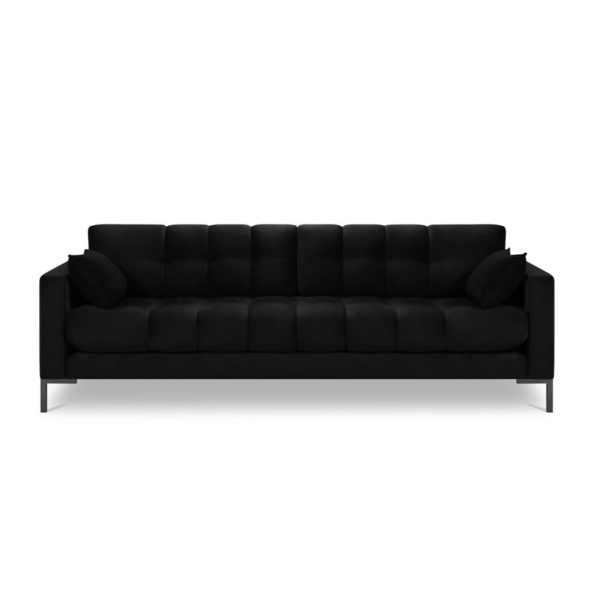 Mamaia 4-Sitzer Sofa, Metallbeine Schwarz, mit Bezug aus Samt (Blu19) in Schwarz, 217x96 cm – Bild 4