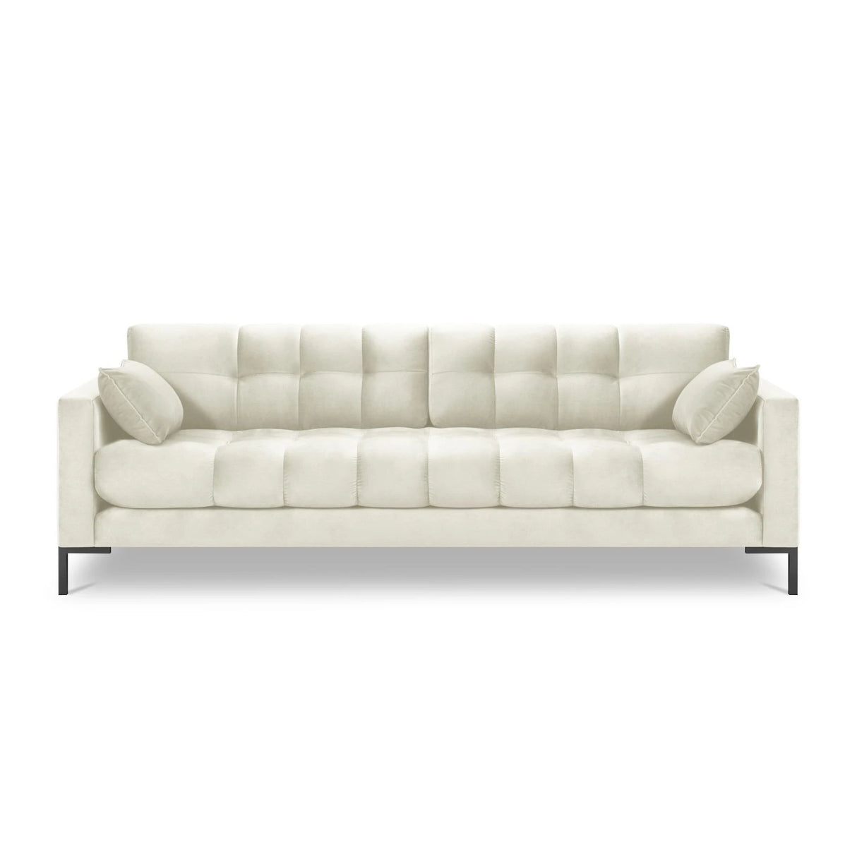Mamaia 4-Sitzer Sofa, Metallbeine Schwarz, mit Bezug aus Samt (Blu22) in Leichtes Beige, 217x96 cm – Bild 4