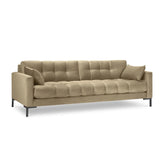Mamaia 4-Sitzer Sofa, Metallbeine Schwarz, mit Bezug aus Samt (Blu28) in Beige, 217x96 cm – Bild 1