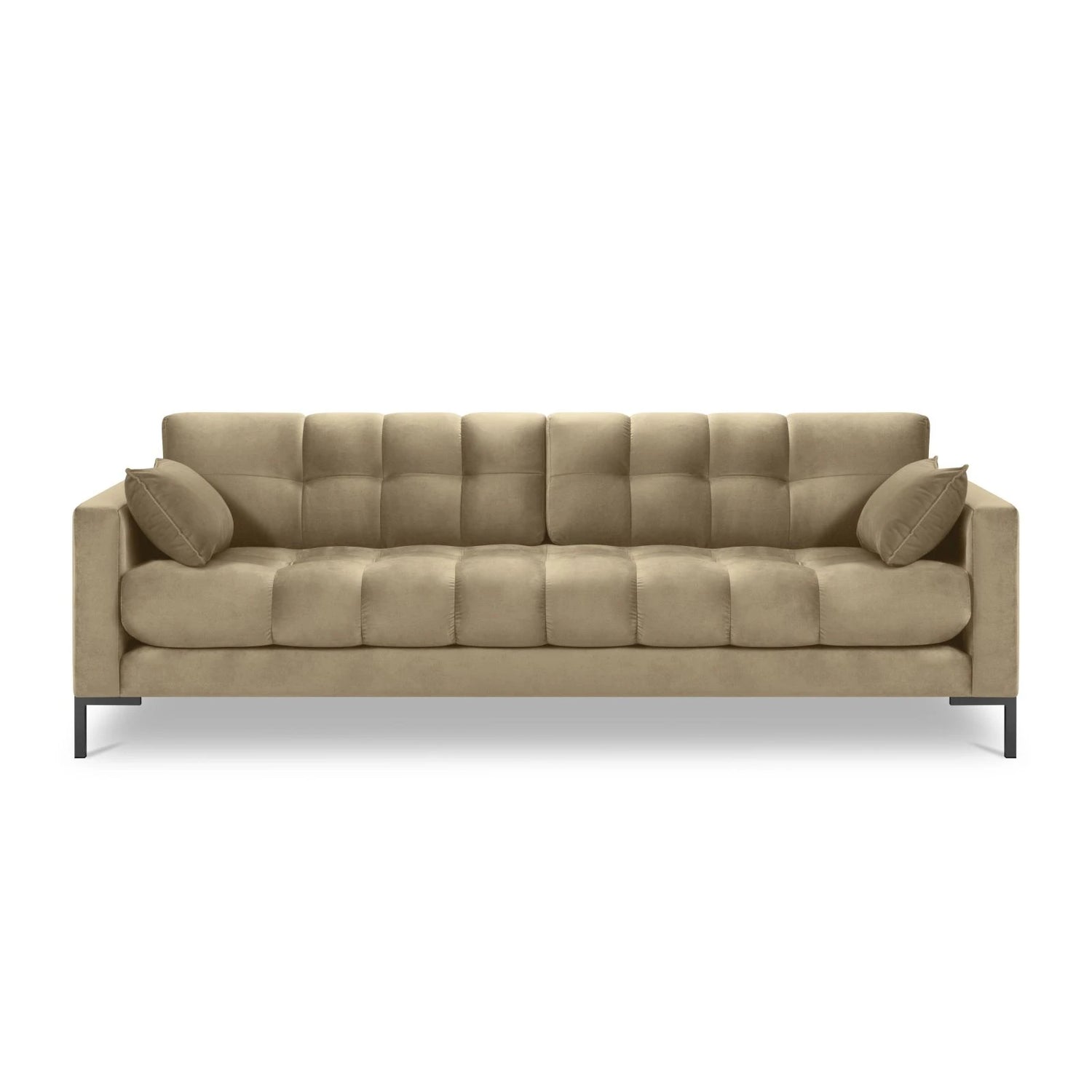 Mamaia 4-Sitzer Sofa, Metallbeine Schwarz, mit Bezug aus Samt (Blu28) in Beige, 217x96 cm – Bild 4