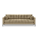 Mamaia 4-Sitzer Sofa, Metallbeine Schwarz, mit Bezug aus Samt (Blu28) in Beige, 217x96 cm – Bild 4