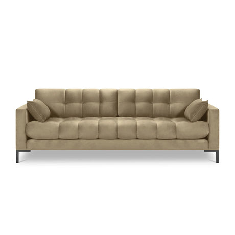 Mamaia 4-Sitzer Sofa, Metallbeine Schwarz, mit Bezug aus Samt (Blu28) in Beige, 217x96 cm – Bild 4