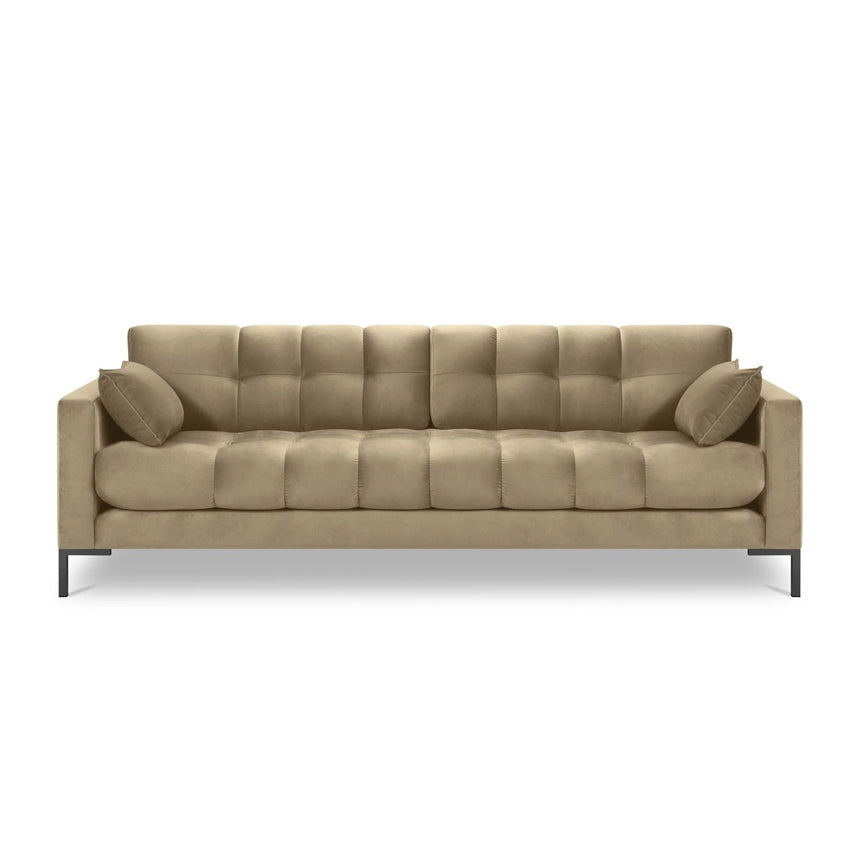 Mamaia 4-Sitzer Sofa, Metallbeine Schwarz, mit Bezug aus Samt (Blu28) in Beige, 217x96 cm – Bild 4