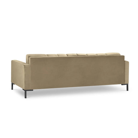 Mamaia 4-Sitzer Sofa, Metallbeine Schwarz, mit Bezug aus Samt (Blu28) in Beige, 217x96 cm – Bild 5
