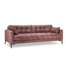 Mamaia 4-Sitzer Sofa, Metallbeine Schwarz, mit Bezug aus Samt (Blu52) in Rosa, 217x96 cm – Bild 1