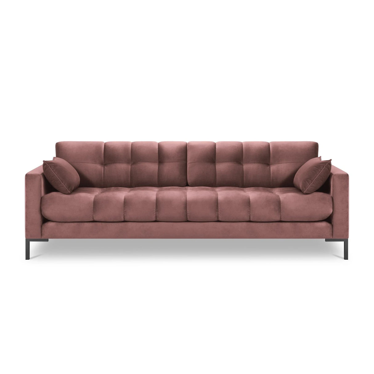 Mamaia 4-Sitzer Sofa, Metallbeine Schwarz, mit Bezug aus Samt (Blu52) in Rosa, 217x96 cm – Bild 4