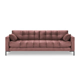 Mamaia 4-Sitzer Sofa, Metallbeine Schwarz, mit Bezug aus Samt (Blu52) in Rosa, 217x96 cm – Bild 4