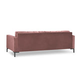 Mamaia 4-Sitzer Sofa, Metallbeine Schwarz, mit Bezug aus Samt (Blu52) in Rosa, 217x96 cm – Bild 5