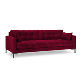 Mamaia 4-Sitzer Sofa, Metallbeine Schwarz, mit Bezug aus Samt (Blu59) in Rot, 217x96 cm – Bild 1