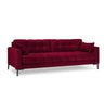 Mamaia 4-Sitzer Sofa, Metallbeine Schwarz, mit Bezug aus Samt (Blu59) in Rot, 217x96 cm – Bild 1