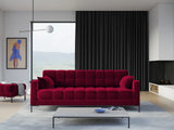 Mamaia 4-Sitzer Sofa, Metallbeine Schwarz, mit Bezug aus Samt (Blu59) in Rot, 217x96 cm – Bild 2