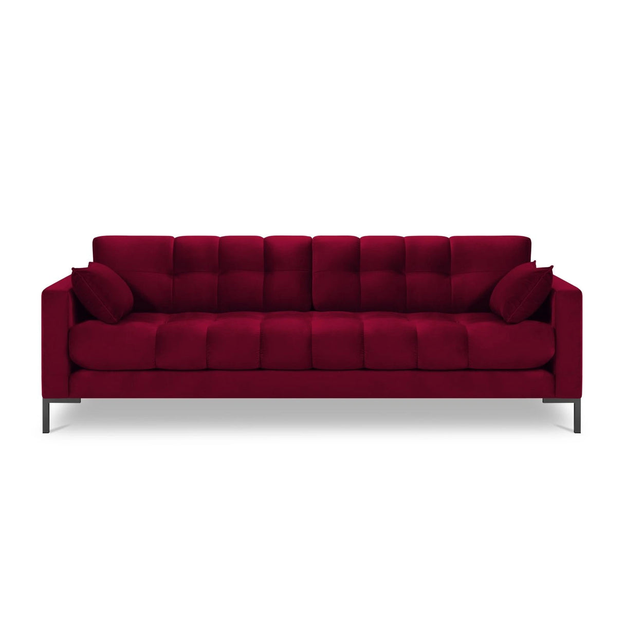 Mamaia 4-Sitzer Sofa, Metallbeine Schwarz, mit Bezug aus Samt (Blu59) in Rot, 217x96 cm – Bild 4