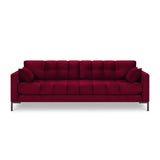Mamaia 4-Sitzer Sofa, Metallbeine Schwarz, mit Bezug aus Samt (Blu59) in Rot, 217x96 cm – Bild 4