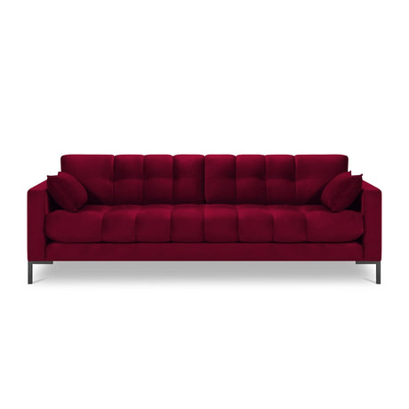Mamaia 4-Sitzer Sofa, Metallbeine Schwarz, mit Bezug aus Samt (Blu59) in Rot, 217x96 cm – Bild 4