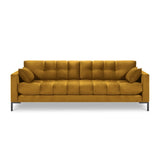Mamaia 4-Sitzer Sofa, Metallbeine Schwarz, mit Bezug aus Samt (Blu68) in Gelb, 217x96 cm – Bild 4