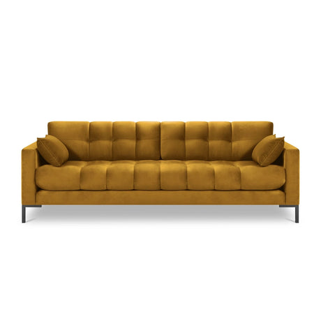 Mamaia 4-Sitzer Sofa, Metallbeine Schwarz, mit Bezug aus Samt (Blu68) in Gelb, 217x96 cm – Bild 4