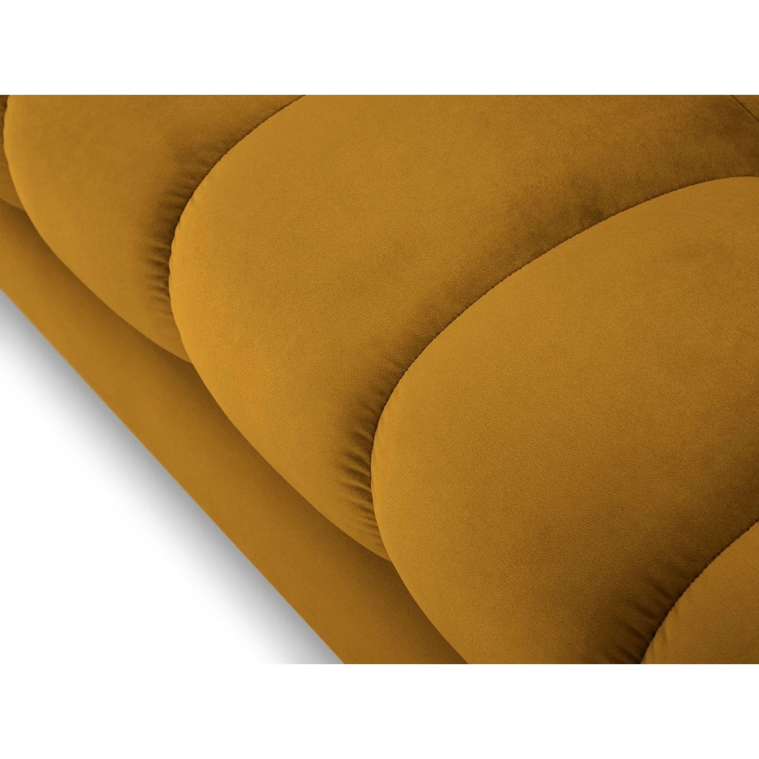 Mamaia 4-Sitzer Sofa, Metallbeine Schwarz, mit Bezug aus Samt (Blu68) in Gelb, 217x96 cm – Bild 6