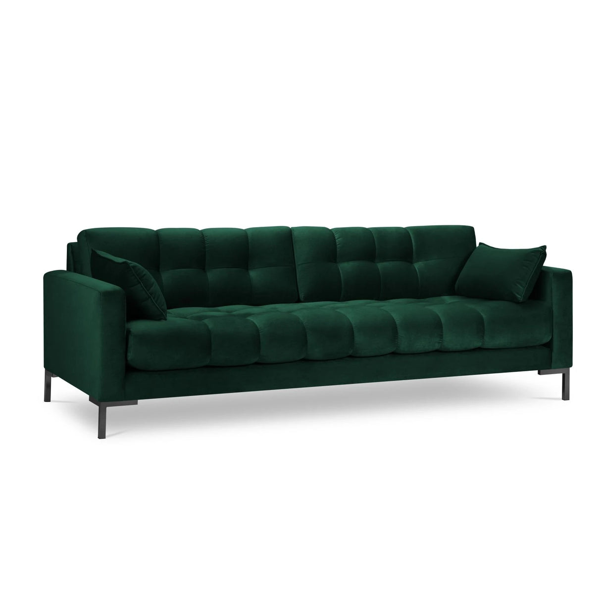 Mamaia 4-Sitzer Sofa, Metallbeine Schwarz, mit Bezug aus Samt (Blu78) in Flaschengrün, 217x96 cm – Bild 1