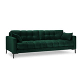 Mamaia 4-Sitzer Sofa, Metallbeine Schwarz, mit Bezug aus Samt (Blu78) in Flaschengrün, 217x96 cm – Bild 1