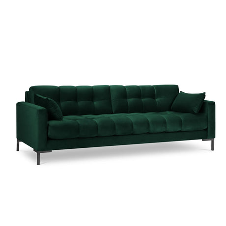 Mamaia 4-Sitzer Sofa, Metallbeine Schwarz, mit Bezug aus Samt (Blu78) in Flaschengrün, 217x96 cm – Bild 1