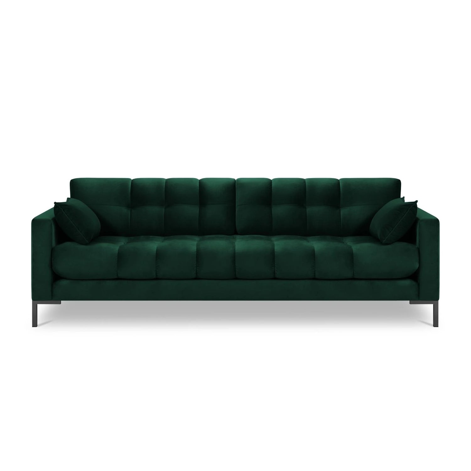 Mamaia 4-Sitzer Sofa, Metallbeine Schwarz, mit Bezug aus Samt (Blu78) in Flaschengrün, 217x96 cm – Bild 4