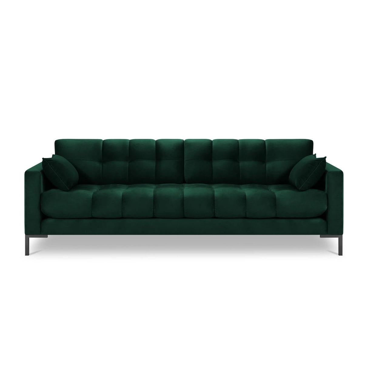 Mamaia 4-Sitzer Sofa, Metallbeine Schwarz, mit Bezug aus Samt (Blu78) in Flaschengrün, 217x96 cm – Bild 4