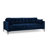 Mamaia 4-Sitzer Sofa, Metallbeine Schwarz, mit Bezug aus Samt (Blu86) in Königsblau, 217x96 cm – Bild 1