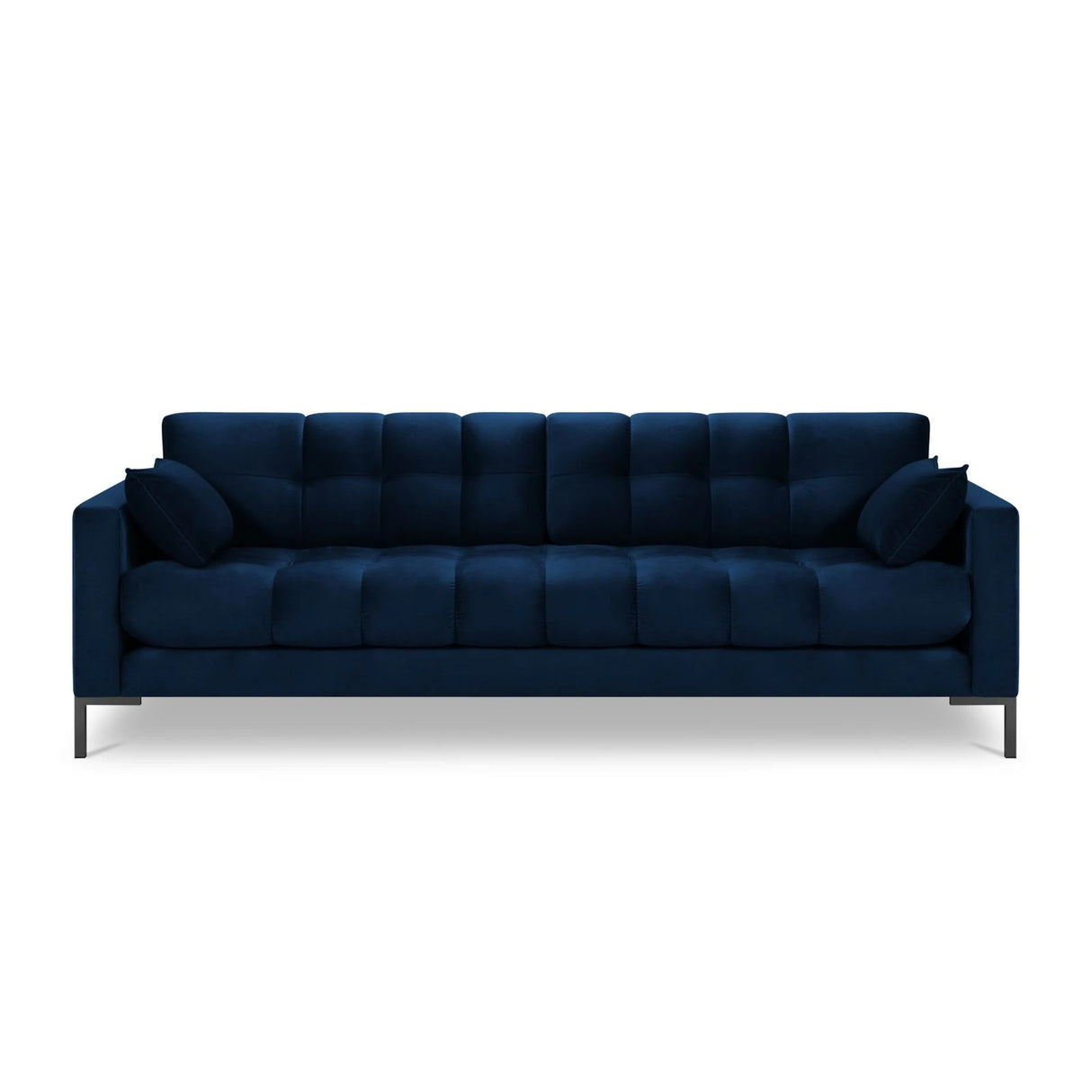 Mamaia 4-Sitzer Sofa, Metallbeine Schwarz, mit Bezug aus Samt (Blu86) in Königsblau, 217x96 cm – Bild 4