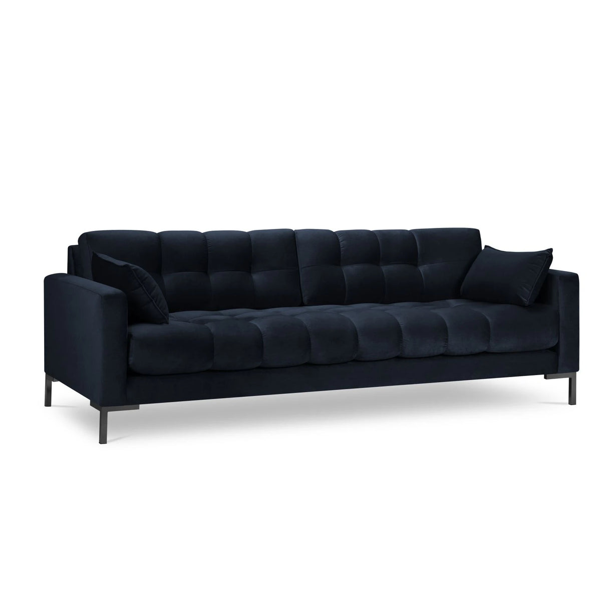 Mamaia 4-Sitzer Sofa, Metallbeine Schwarz, mit Bezug aus Samt (Blu89) in Dunkelblau, 217x96 cm – Bild 1