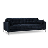 Mamaia 4-Sitzer Sofa, Metallbeine Schwarz, mit Bezug aus Samt (Blu89) in Dunkelblau, 217x96 cm – Bild 1