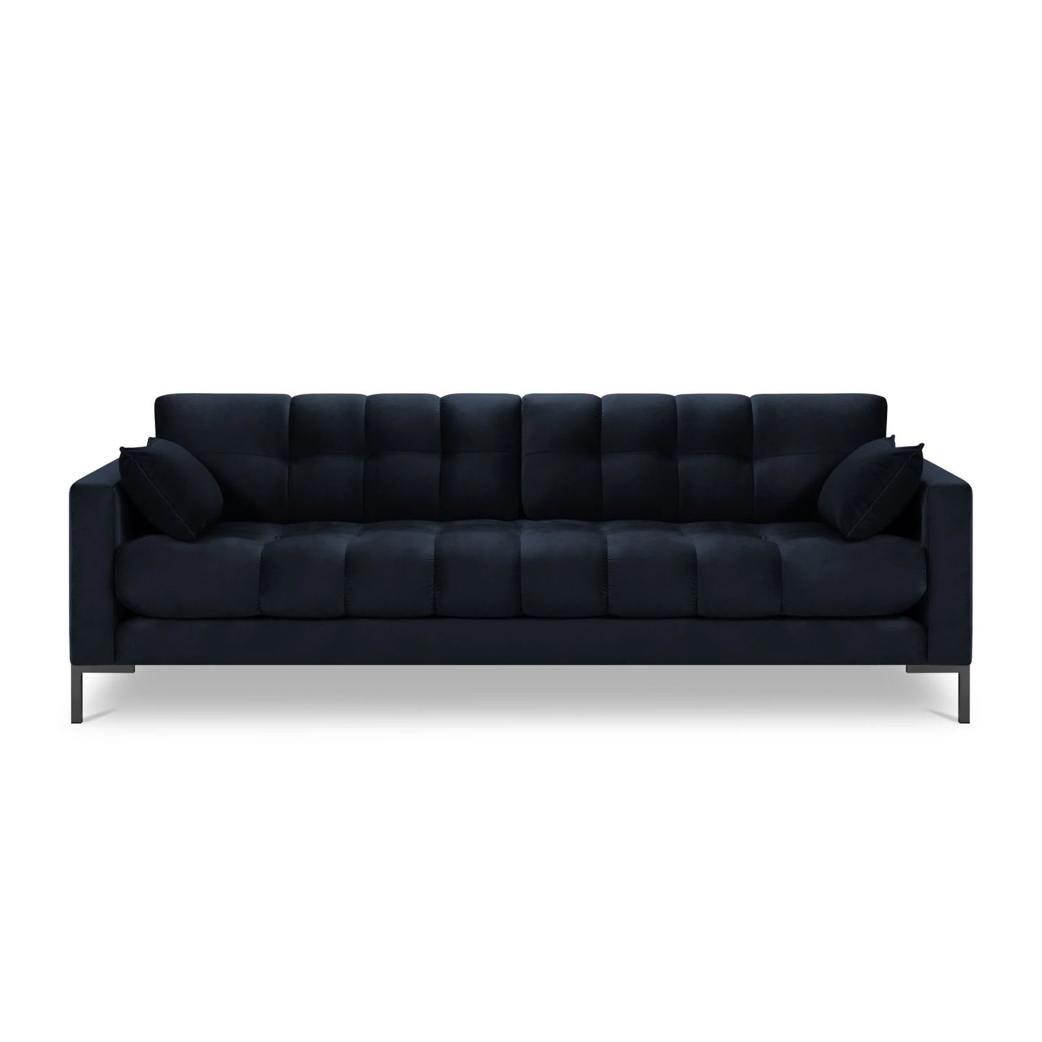 Mamaia 4-Sitzer Sofa, Metallbeine Schwarz, mit Bezug aus Samt (Blu89) in Dunkelblau, 217x96 cm – Bild 4