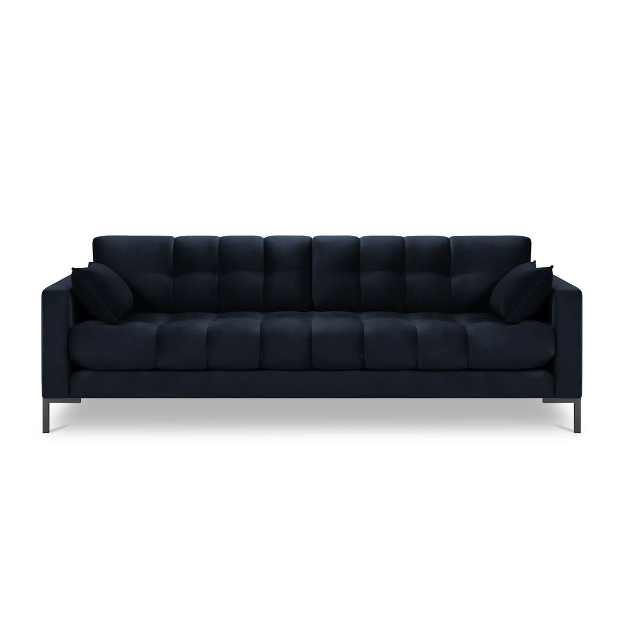Mamaia 4-Sitzer Sofa, Metallbeine Schwarz, mit Bezug aus Samt (Blu89) in Dunkelblau, 217x96 cm – Bild 4