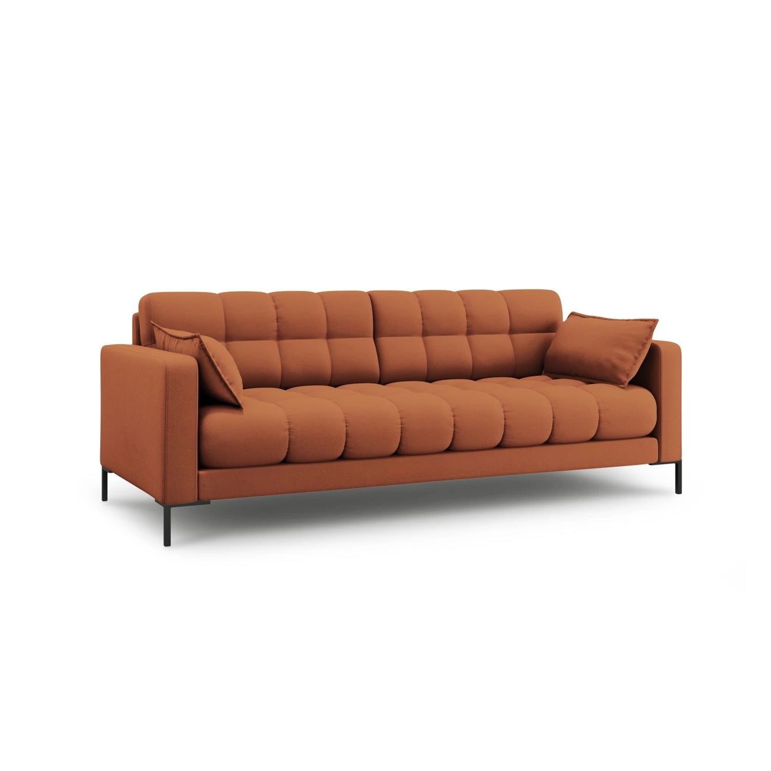 Mamaia 4-Sitzer Sofa, Metallbeine Schwarz, mit Bezug aus Strukturierter Stoff (Nev52) in Ziegel, 217x96 cm – Bild 3