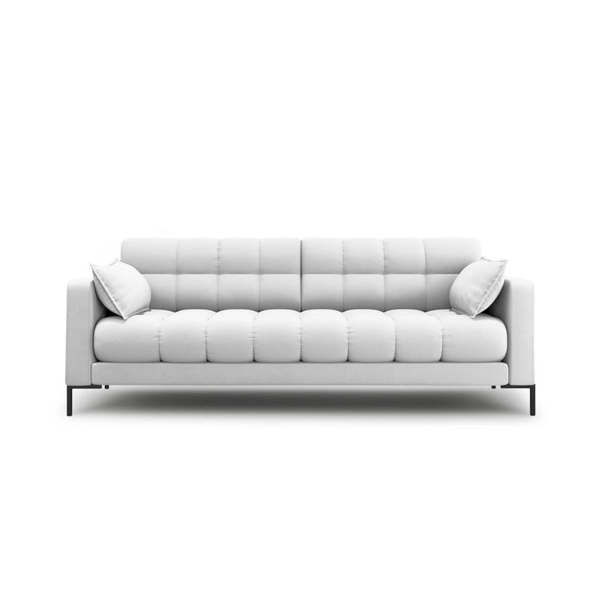 Mamaia 4-Sitzer Sofa, Metallbeine Schwarz, mit Bezug aus Strukturierter Stoff (Nev80) in Hellgrau, 217x96 cm – Bild 1
