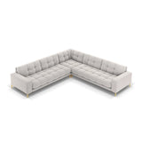 Mamaia 5-Sitzer Ecksofa symmetrisch, Beine Goldmetall, mit Bezug aus Samt (Blu03) in Silber, 256x256 cm – Bild 4