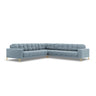 Mamaia 5-Sitzer Ecksofa symmetrisch, Beine Goldmetall, mit Bezug aus Samt (Blu06) in Hellblau, 256x256 cm – Bild 1