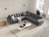 Mamaia 5-Sitzer Ecksofa symmetrisch, Beine Goldmetall, mit Bezug aus Samt (Blu13) in Hellgrau, 256x256 cm – Bild 2