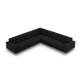 Mamaia 5-Sitzer Ecksofa symmetrisch, Beine Goldmetall, mit Bezug aus Samt (Blu19) in Schwarz, 256x256 cm – Bild 4