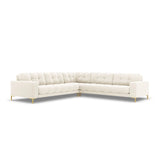 Mamaia 5-Sitzer Ecksofa symmetrisch, Beine Goldmetall, mit Bezug aus Samt (Blu22) in Leichtes Beige, 256x256 cm – Bild 1