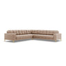 Mamaia 5-Sitzer Ecksofa symmetrisch, Beine Goldmetall, mit Bezug aus Samt (Blu28) in Beige, 256x256 cm – Bild 1