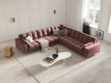 Mamaia 5-Sitzer Ecksofa symmetrisch, Beine Goldmetall, mit Bezug aus Samt (Blu52) in Rosa, 256x256 cm – Bild 2