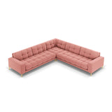Mamaia 5-Sitzer Ecksofa symmetrisch, Beine Goldmetall, mit Bezug aus Samt (Blu52) in Rosa, 256x256 cm – Bild 4