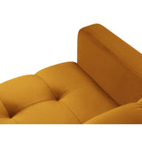 Mamaia 5-Sitzer Ecksofa symmetrisch, Beine Goldmetall, mit Bezug aus Samt (Blu68) in Gelb, 256x256 cm – Bild 6