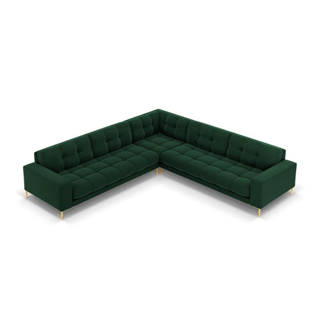 Mamaia 5-Sitzer Ecksofa symmetrisch, Beine Goldmetall, mit Bezug aus Samt (Blu78) in Flaschengrün, 256x256 cm – Bild 4