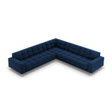 Mamaia 5-Sitzer Ecksofa symmetrisch, Beine Goldmetall, mit Bezug aus Samt (Blu86) in Königsblau, 256x256 cm – Bild 4