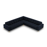 Mamaia 5-Sitzer Ecksofa symmetrisch, Beine Goldmetall, mit Bezug aus Samt (Blu89) in Dunkelblau, 256x256 cm – Bild 4