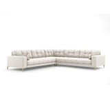 Mamaia 5-Sitzer Ecksofa symmetrisch, Beine Goldmetall, mit Bezug aus Samt oder Strukturstoff, 256x256 cm – Bild 1