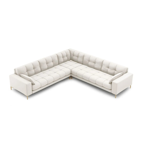Mamaia 5-Sitzer Ecksofa symmetrisch, Beine Goldmetall, mit Bezug aus Samt oder Strukturstoff, 256x256 cm – Bild 3