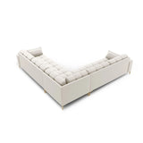 Mamaia 5-Sitzer Ecksofa symmetrisch, Beine Goldmetall, mit Bezug aus Samt oder Strukturstoff, 256x256 cm – Bild 4