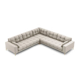 Mamaia 5-Sitzer Ecksofa symmetrisch, Beine Goldmetall, mit Bezug aus Strukturierter Stoff (Nev04) in Beige, 256x256 cm – Bild 3